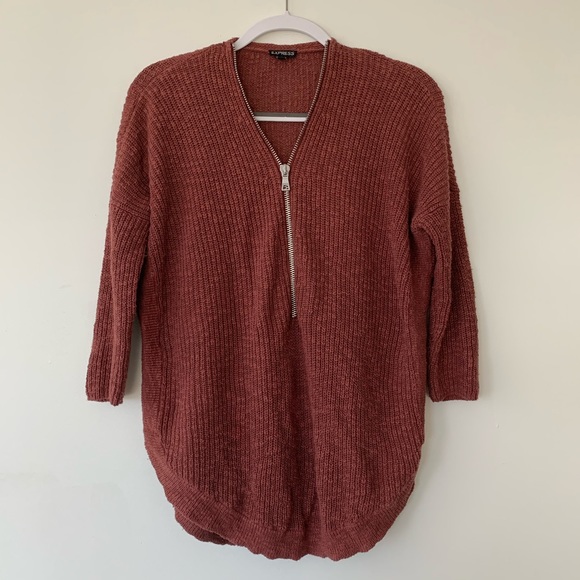Express Sweaters - Zip Front Express London Tunic Sweater